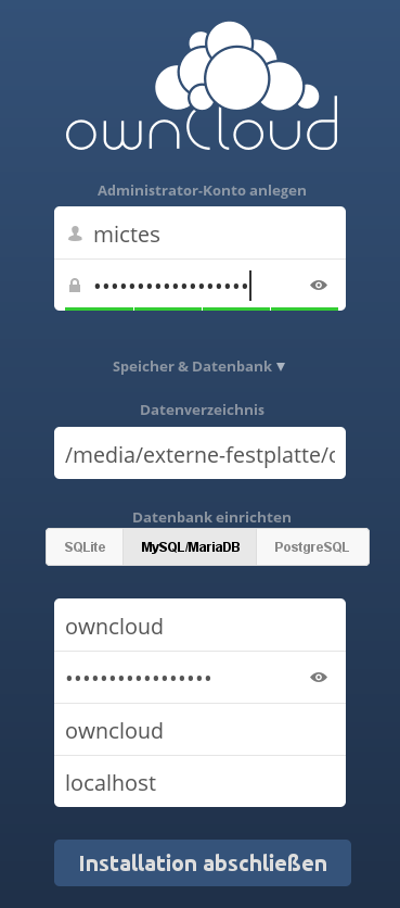 odroid-owncloud-settings